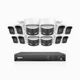 HDCK680 - 16 Kanal PoE Überwachungskamera-Set mit 8*4K Kameras & 4*6MP zwei Objektiven Kamera (180° Ultraweitwinkel), Personen-und Fahrzeugerkennung, Eingebautes Mikrophon
